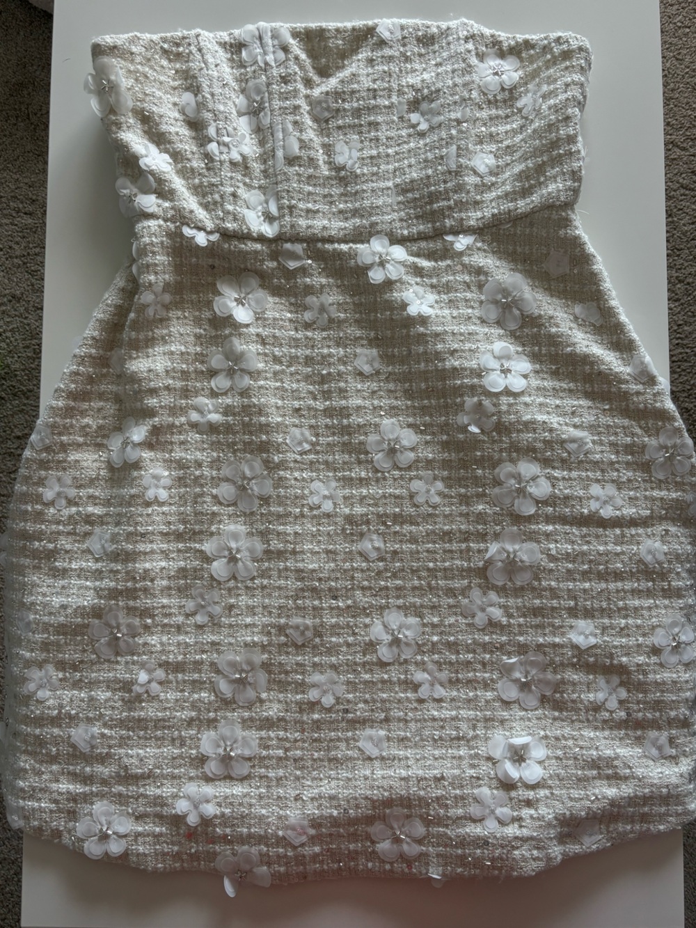 Anthropologie Sundream Strapless Tweed Floral A-Line Dress - Picture 4 of 6